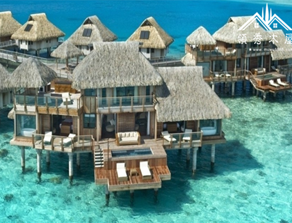 海邊商業(yè)度假茅草屋頂木屋