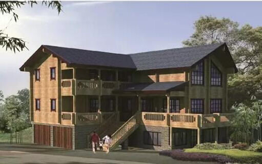 雙層木別墅效果設(shè)計(jì)圖+平