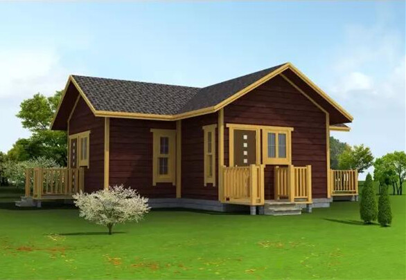 輕型單層木別墅效果圖+平