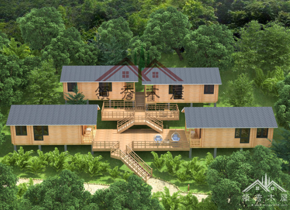 度假小木屋，35平米組合