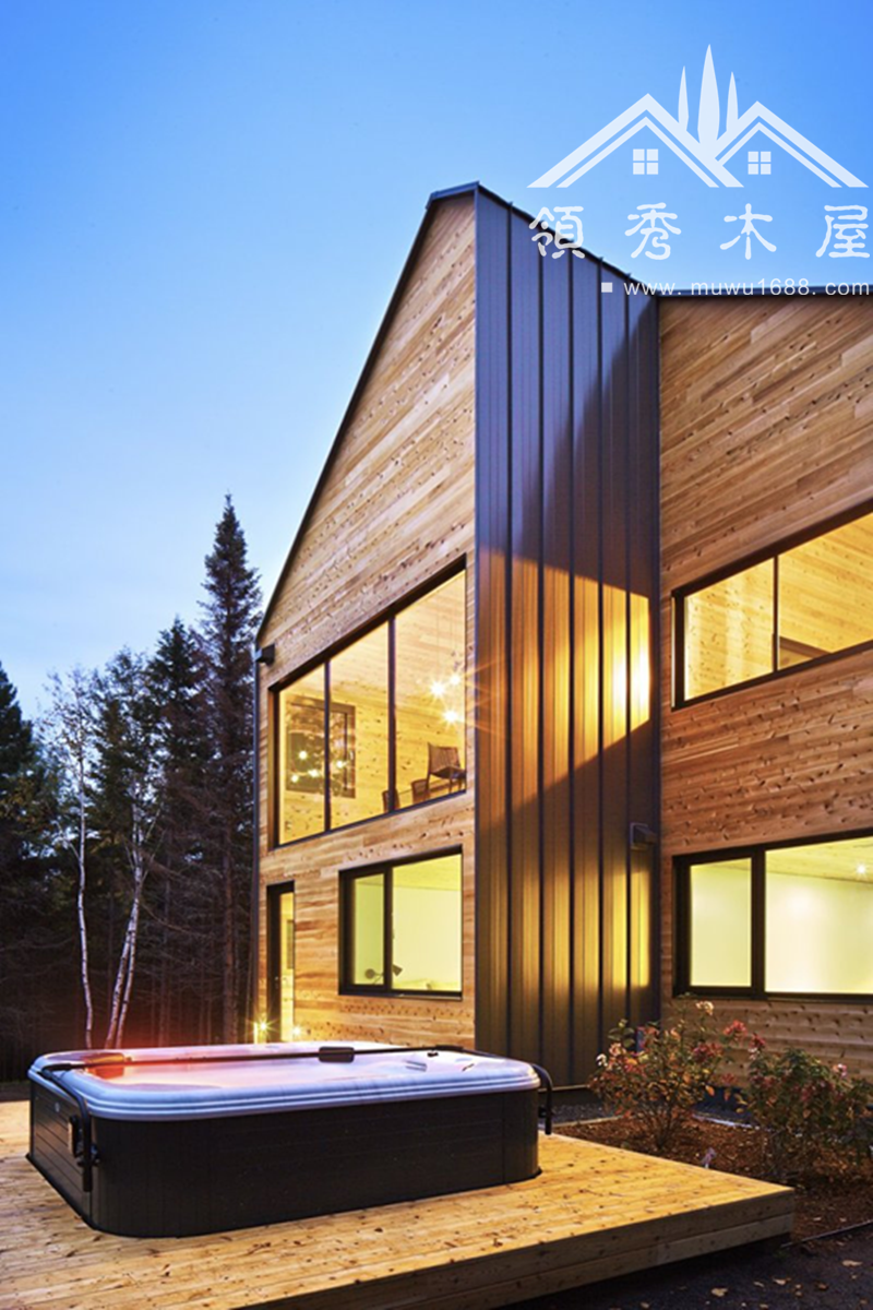 豪華現(xiàn)代中式木屋別墅圖片展示圖，木別墅設(shè)計(jì)(圖6)