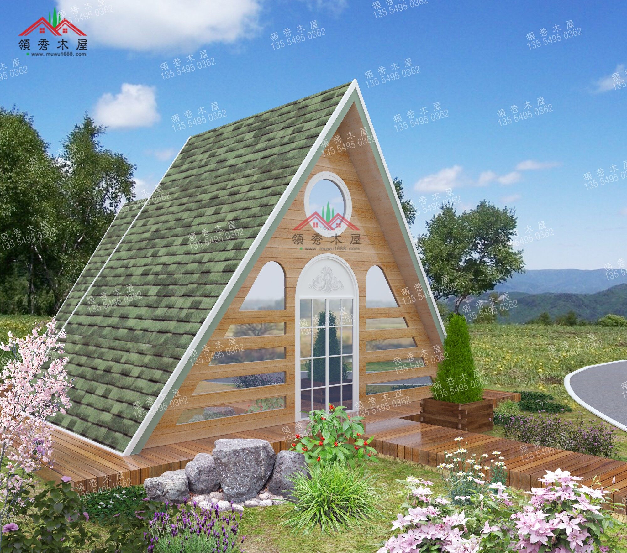 景區(qū)住宿三角形小木屋18平米