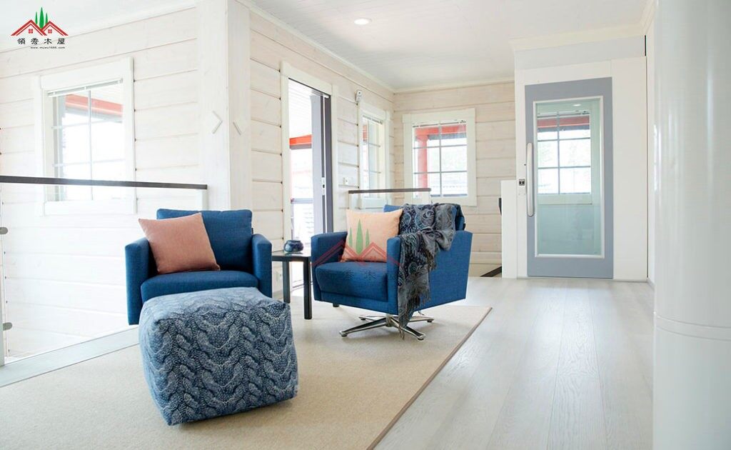 紅色兩層重型木屋木別墅