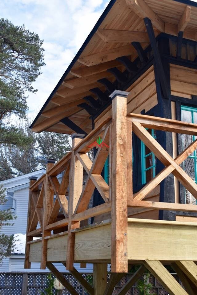 特色雙層屋頂藍(lán)色庭院小樹屋