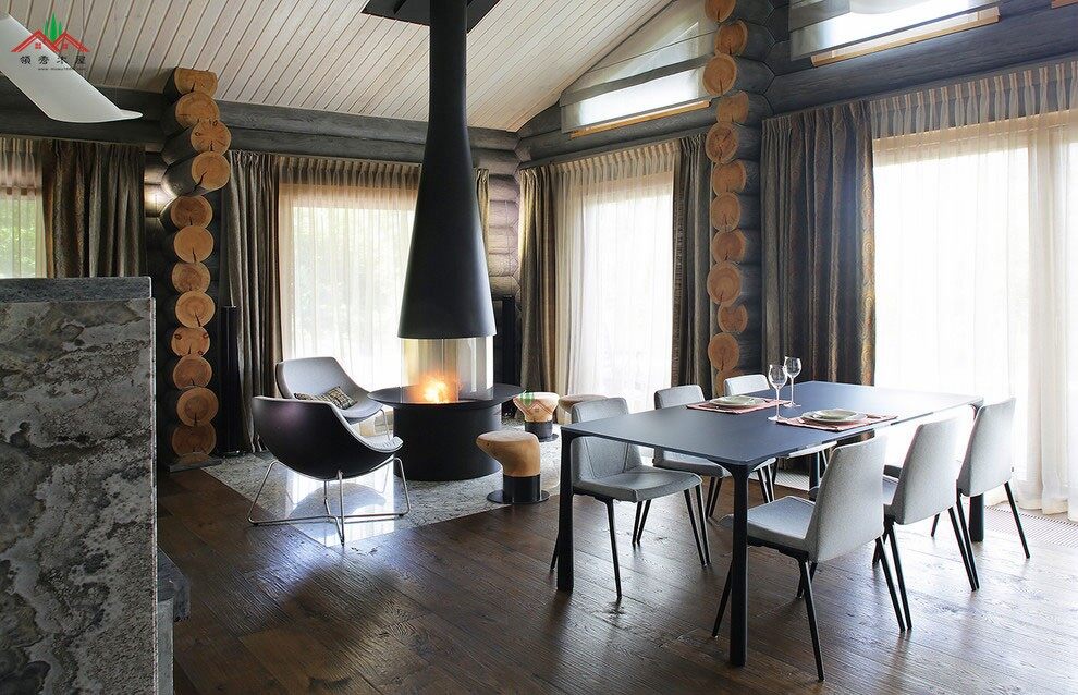 圓形木頭也能做出特色的現(xiàn)代木屋別墅風(fēng)格(圖13)
