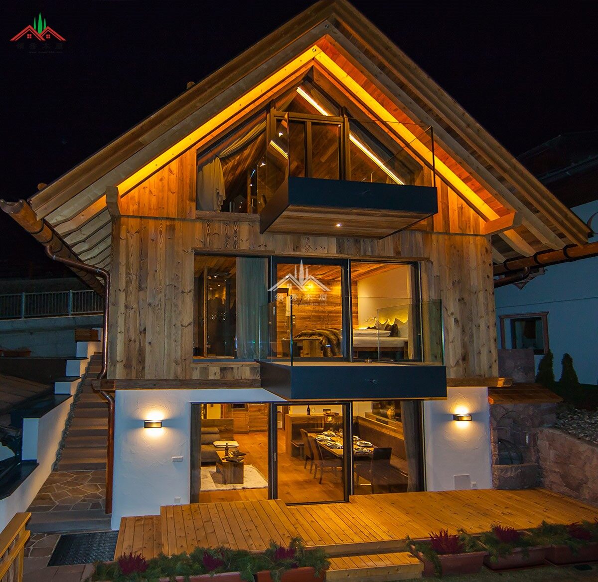 舊木板裝飾的度假木屋別墅(圖2)