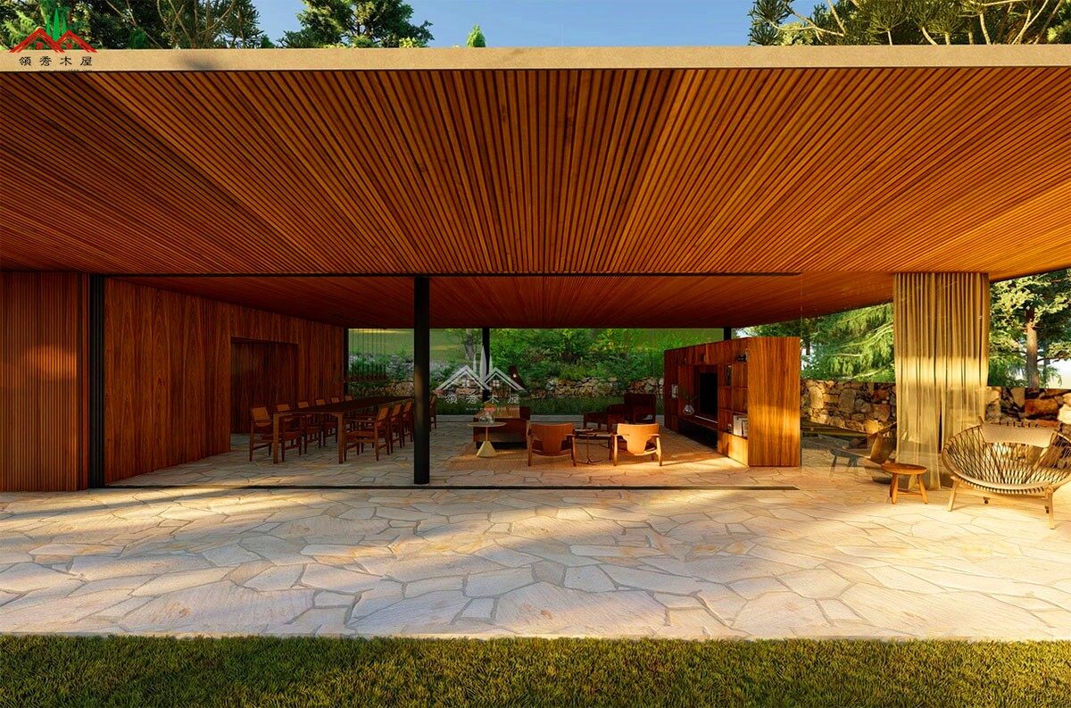 開放式現(xiàn)代風(fēng)格平頂森林度假木屋別墅(圖9)