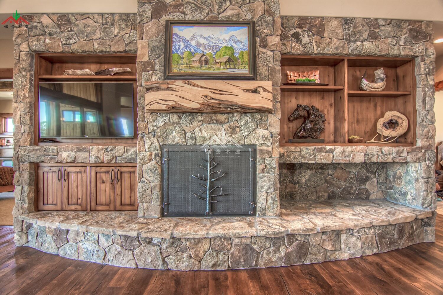 室內不像木屋的梁柱木屋別墅