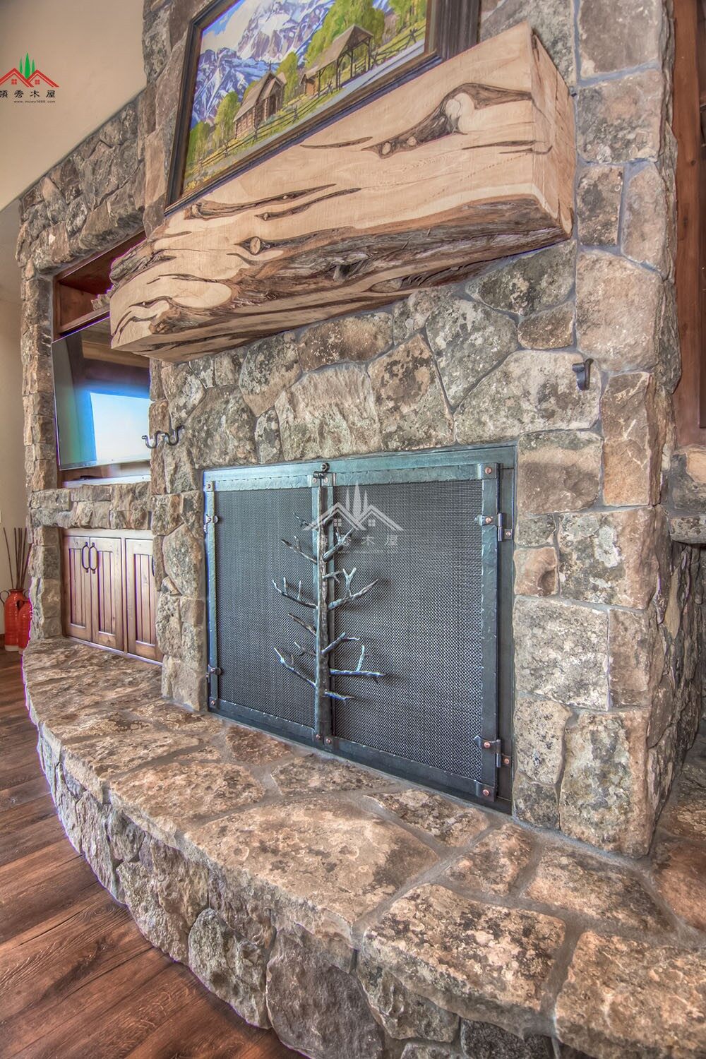 室內不像木屋的梁柱木屋別墅