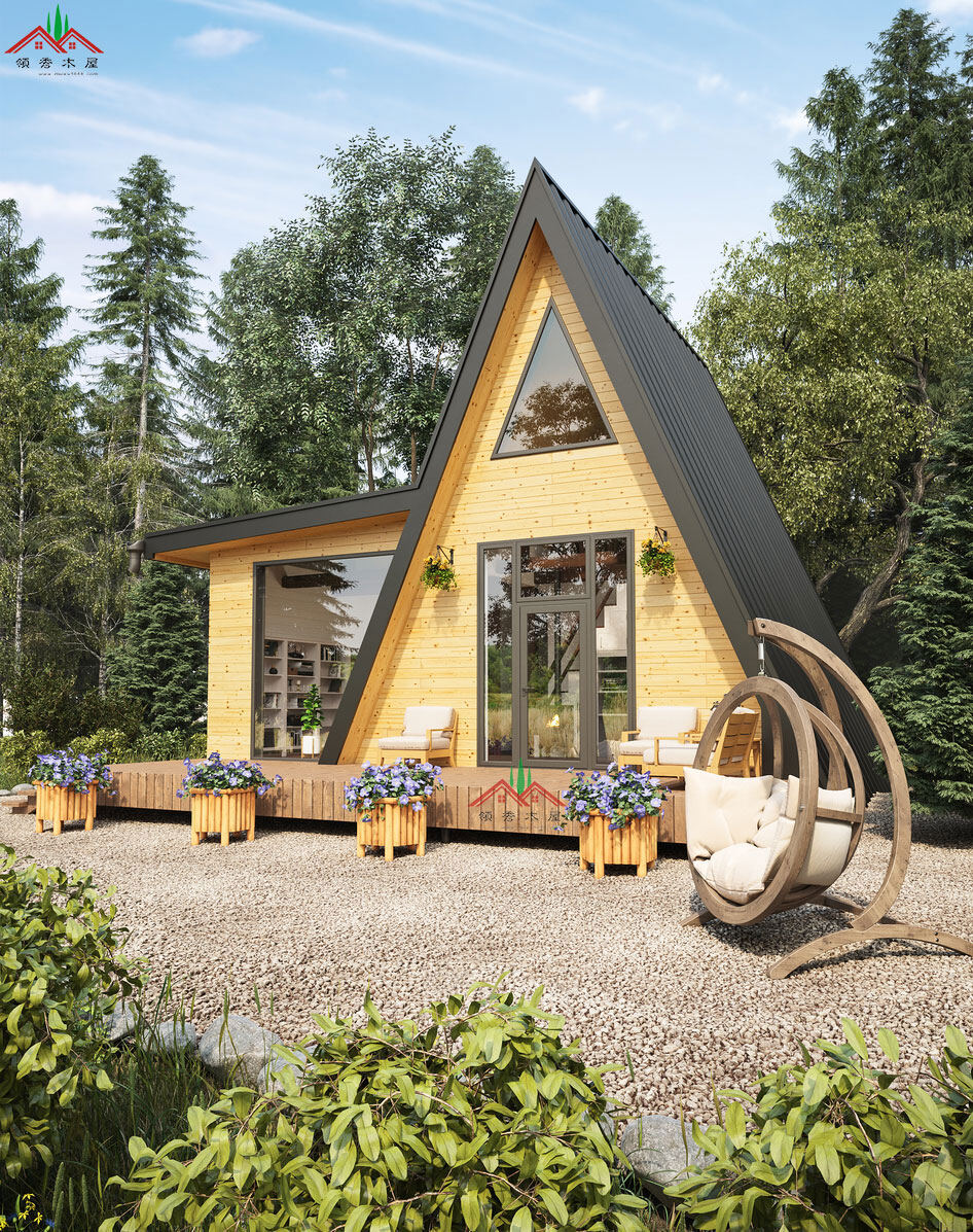 一半平斜頂一半人字頂帶閣樓木屋