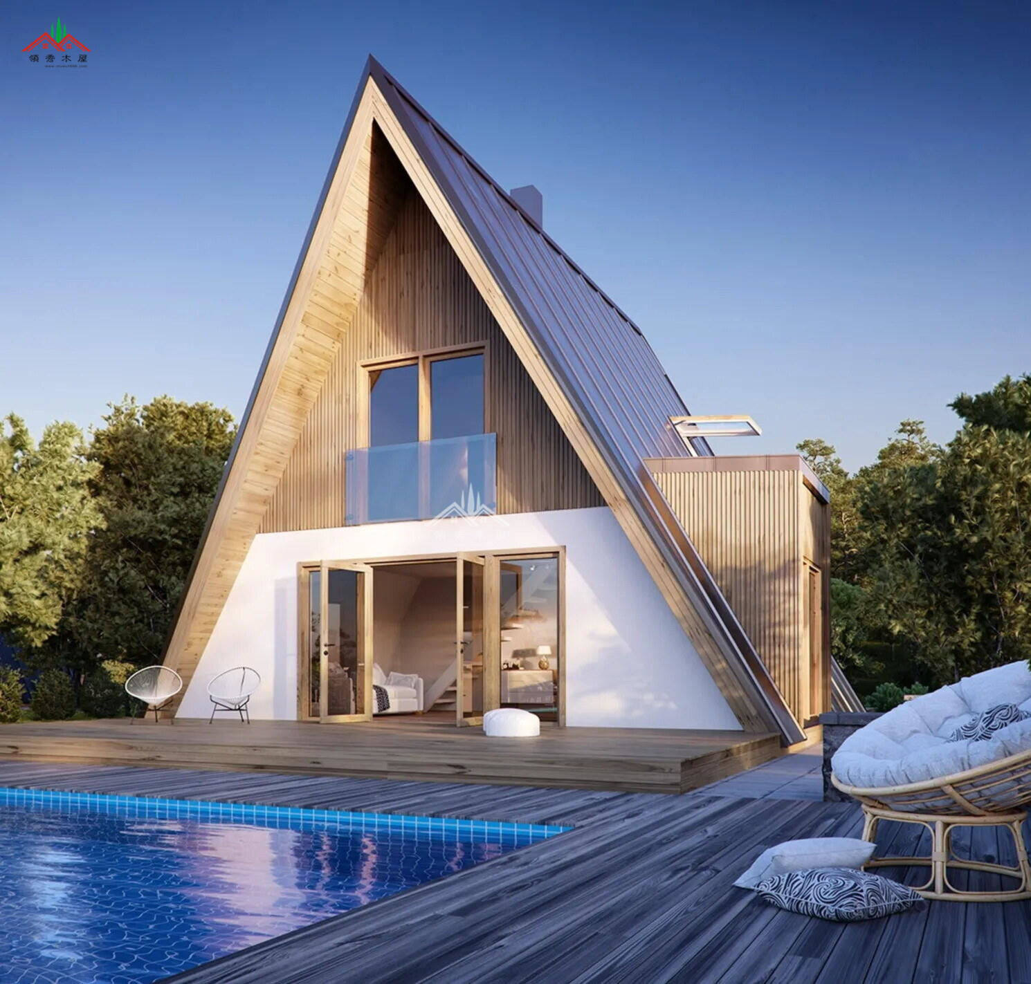 三角形雙層度假小木屋
