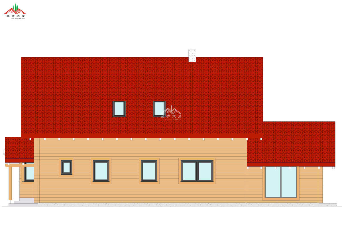 重型雙層原木色木屋別墅