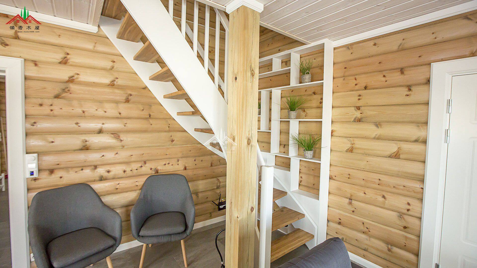 屋頂可以長(zhǎng)綠色植物的重型木刻楞木屋別墅