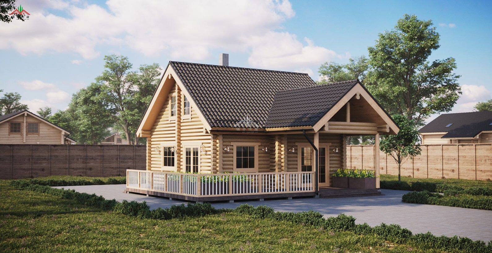 雙層三房重型木刻楞木屋別墅