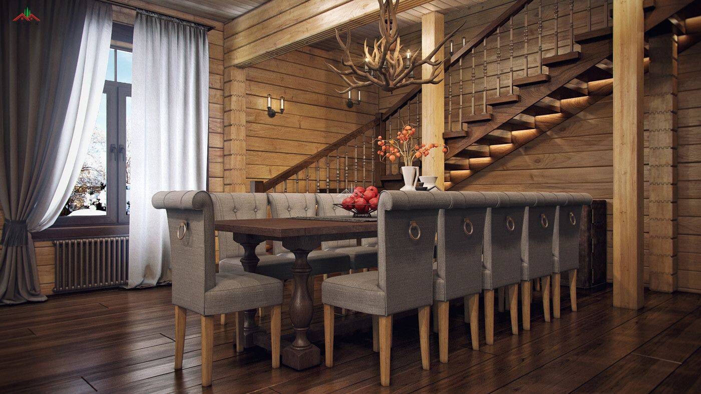 井干式木結(jié)構(gòu)室內(nèi)效果圖