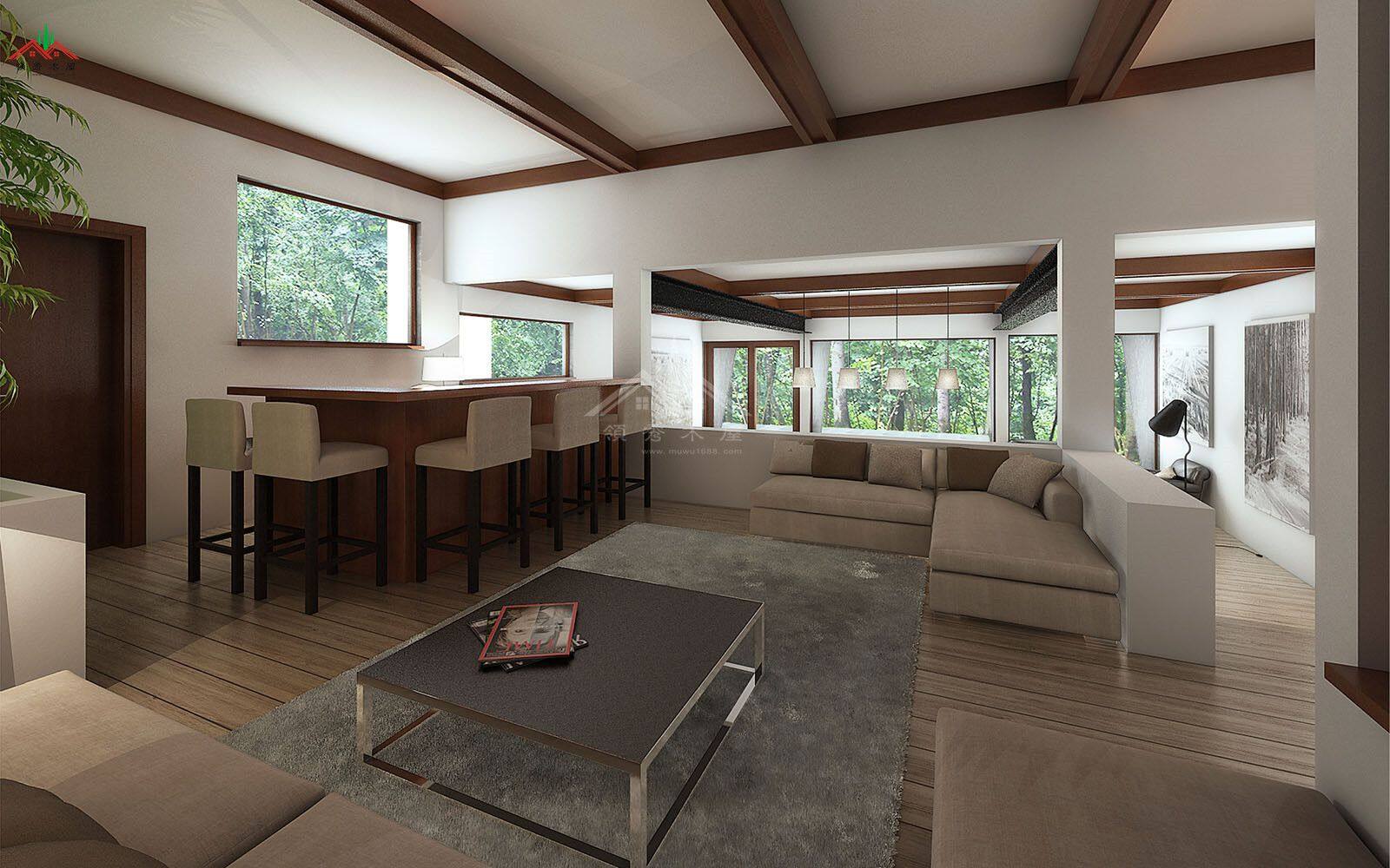 600平方的平頂現(xiàn)代風(fēng)格木屋酒店