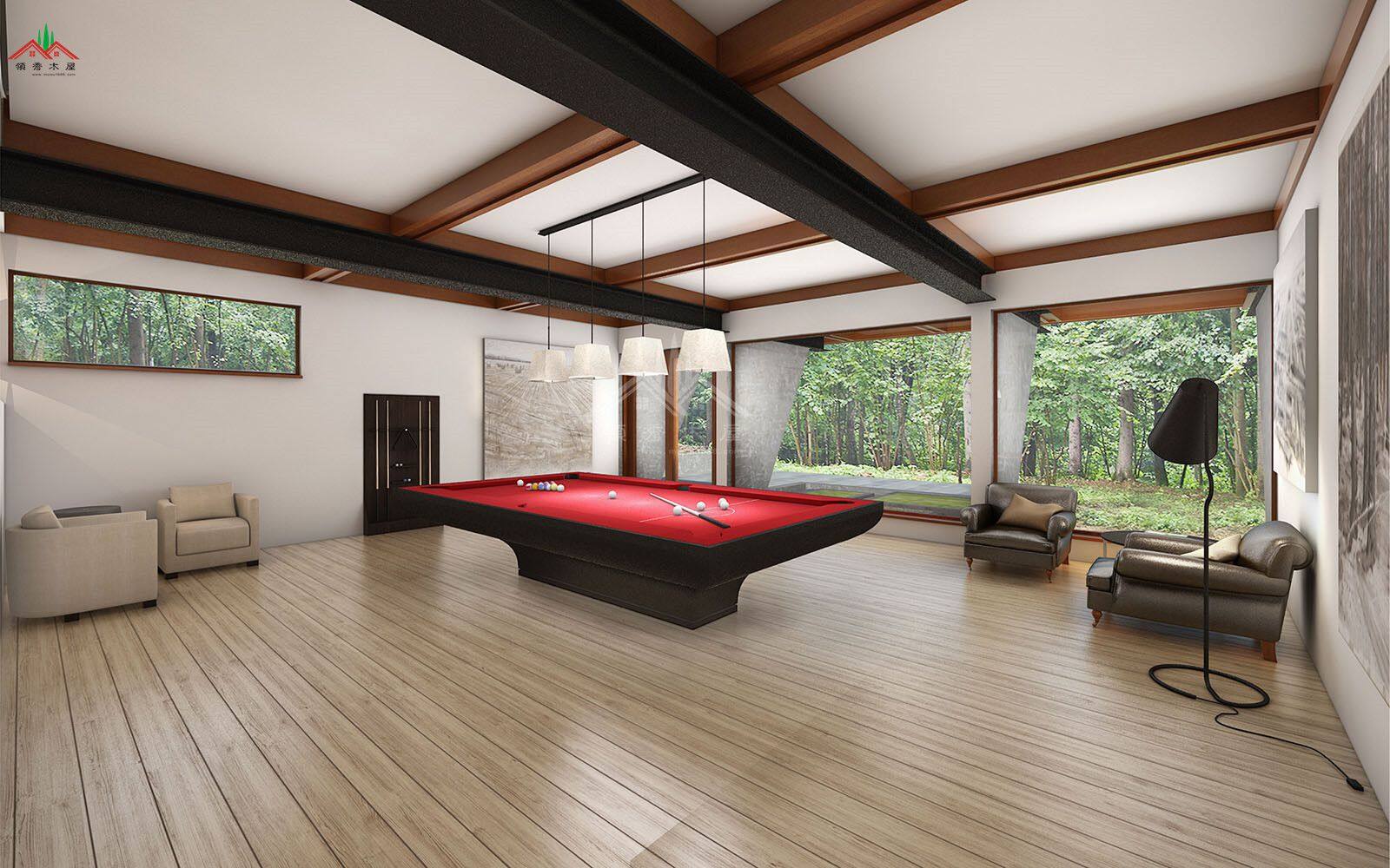 600平方的平頂現(xiàn)代風(fēng)格木屋酒店