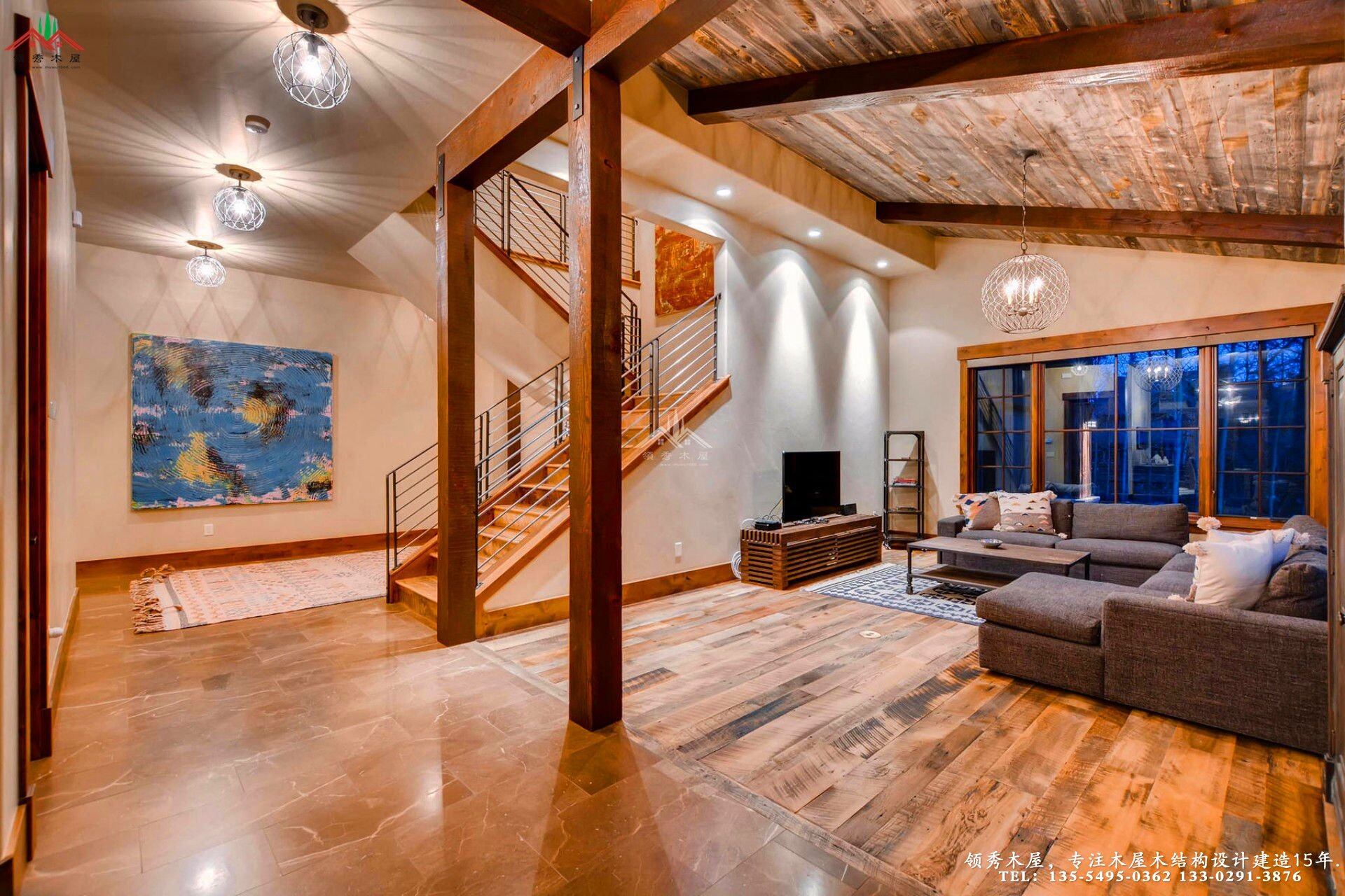 舊木裝飾外觀木屋別墅