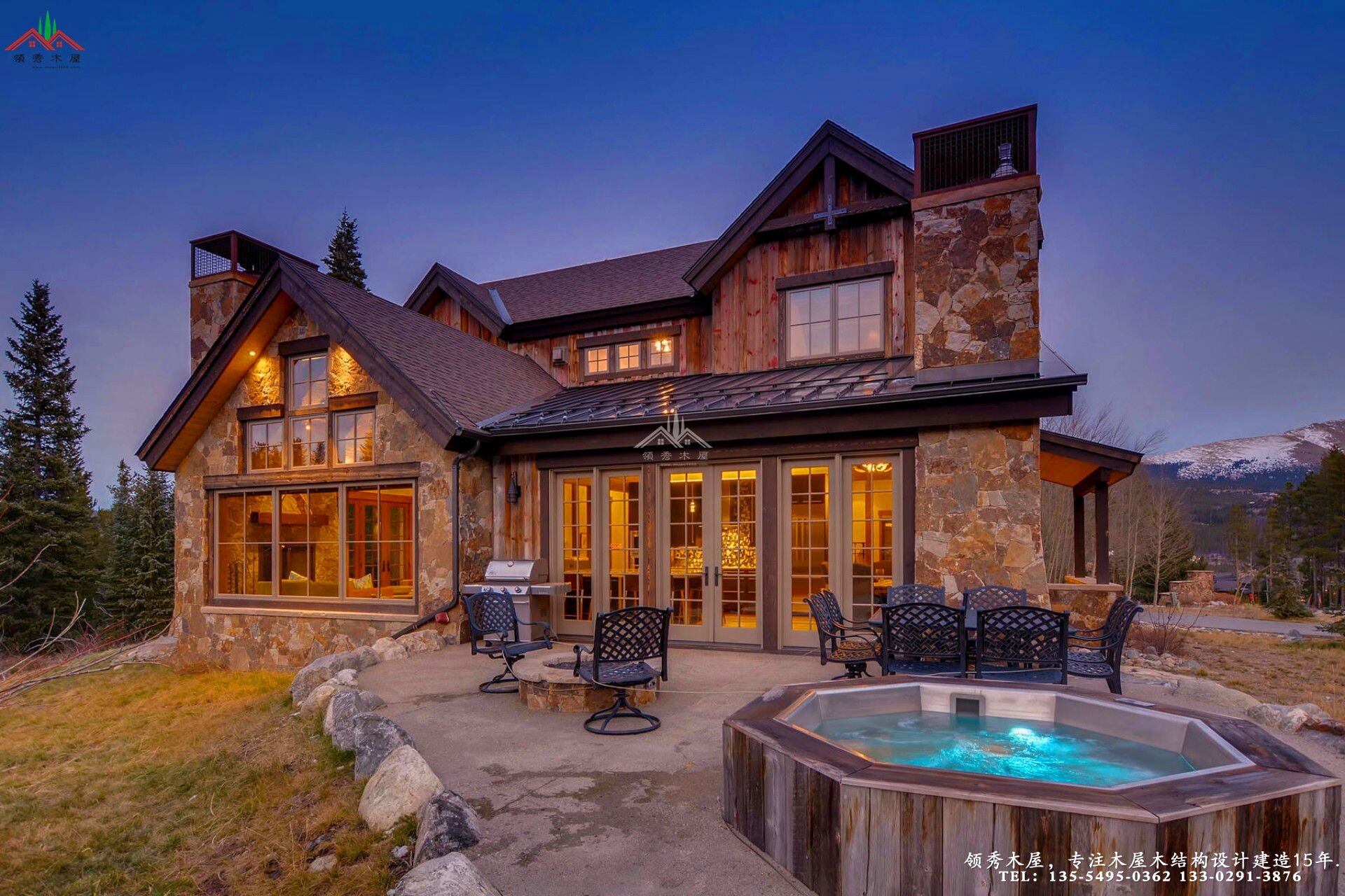 舊木裝飾外觀木屋別墅