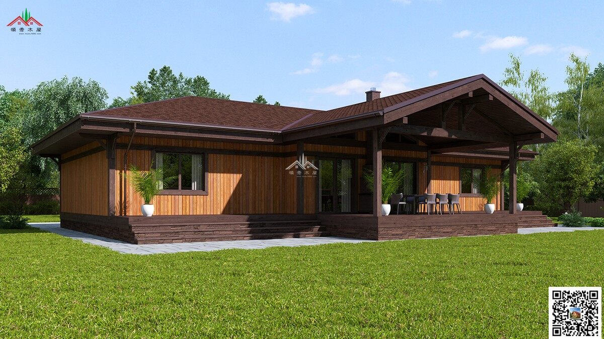 200平方單層三房兩廳兩衛(wèi)木屋別墅