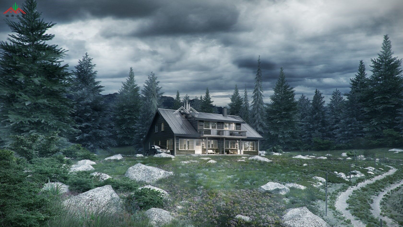 雙層森林木屋別墅