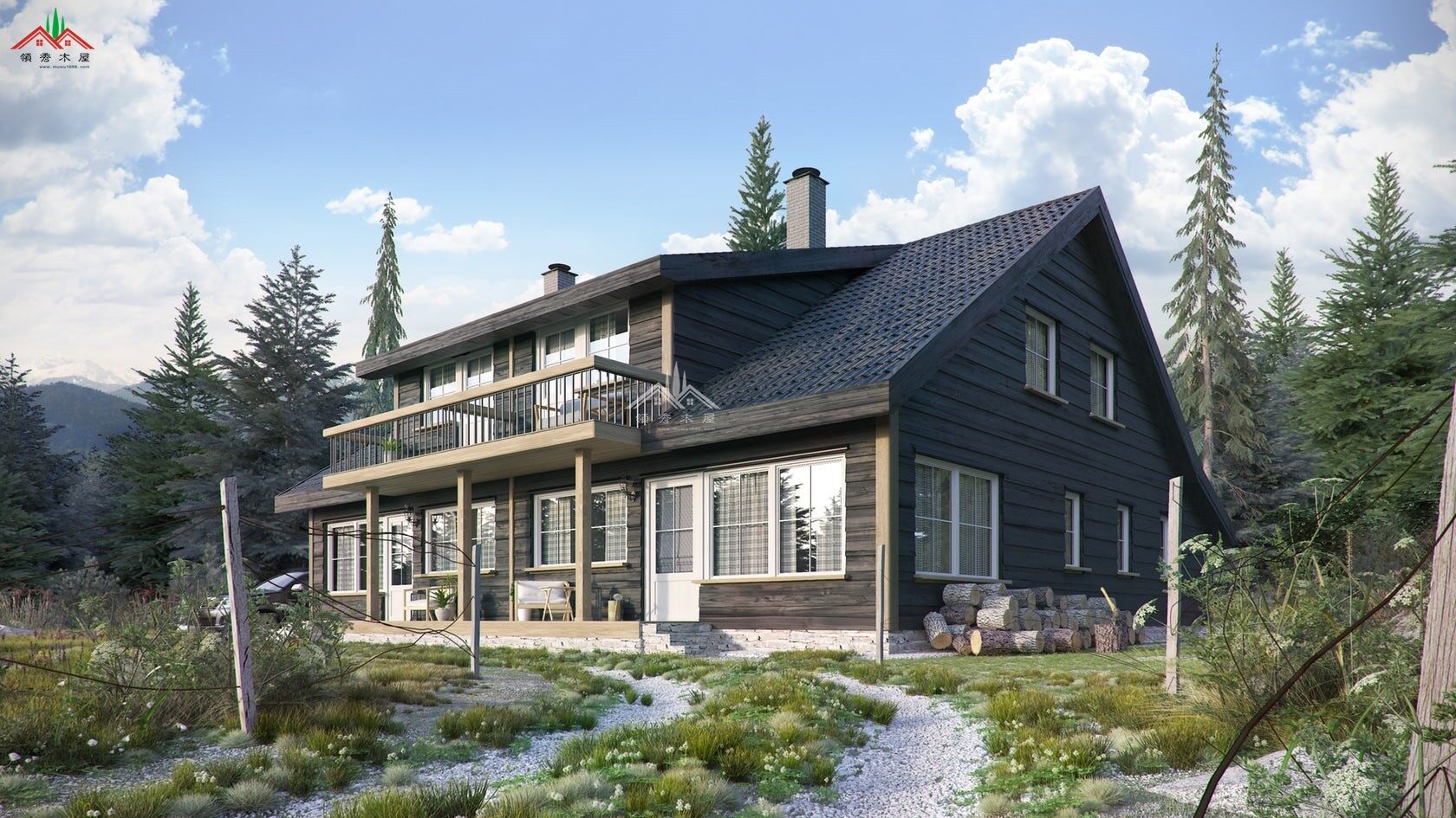 雙層森林木屋別墅